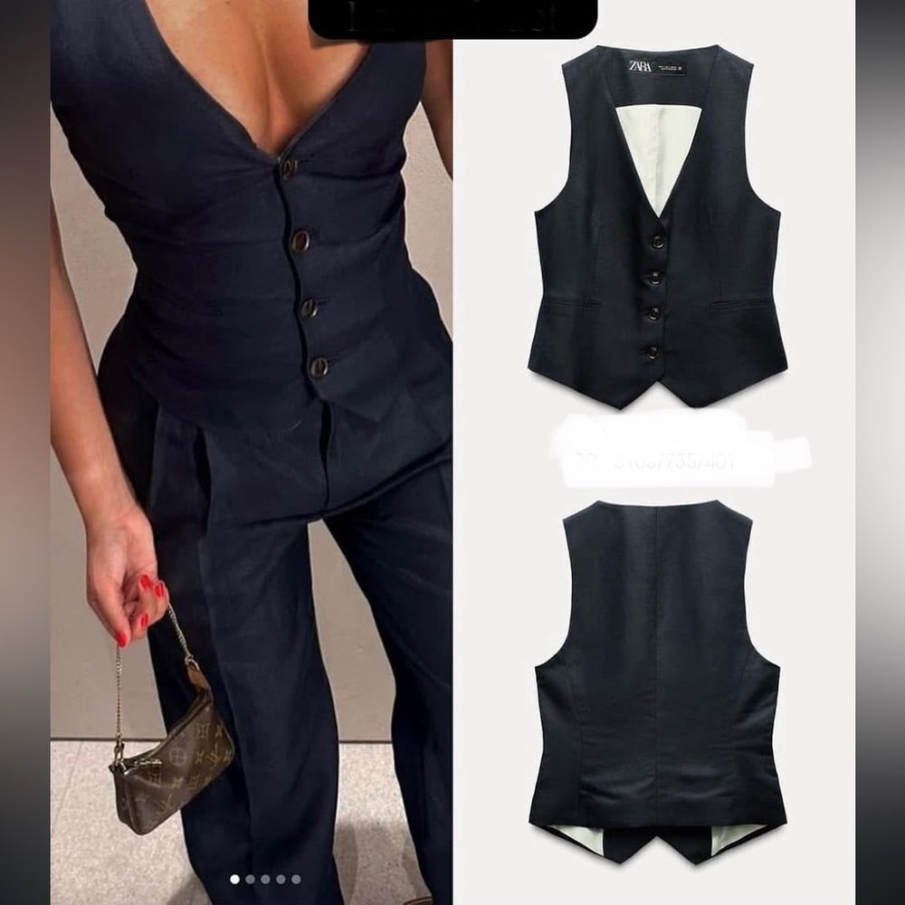 ZARA Tailored Linen Blend Waistcoat